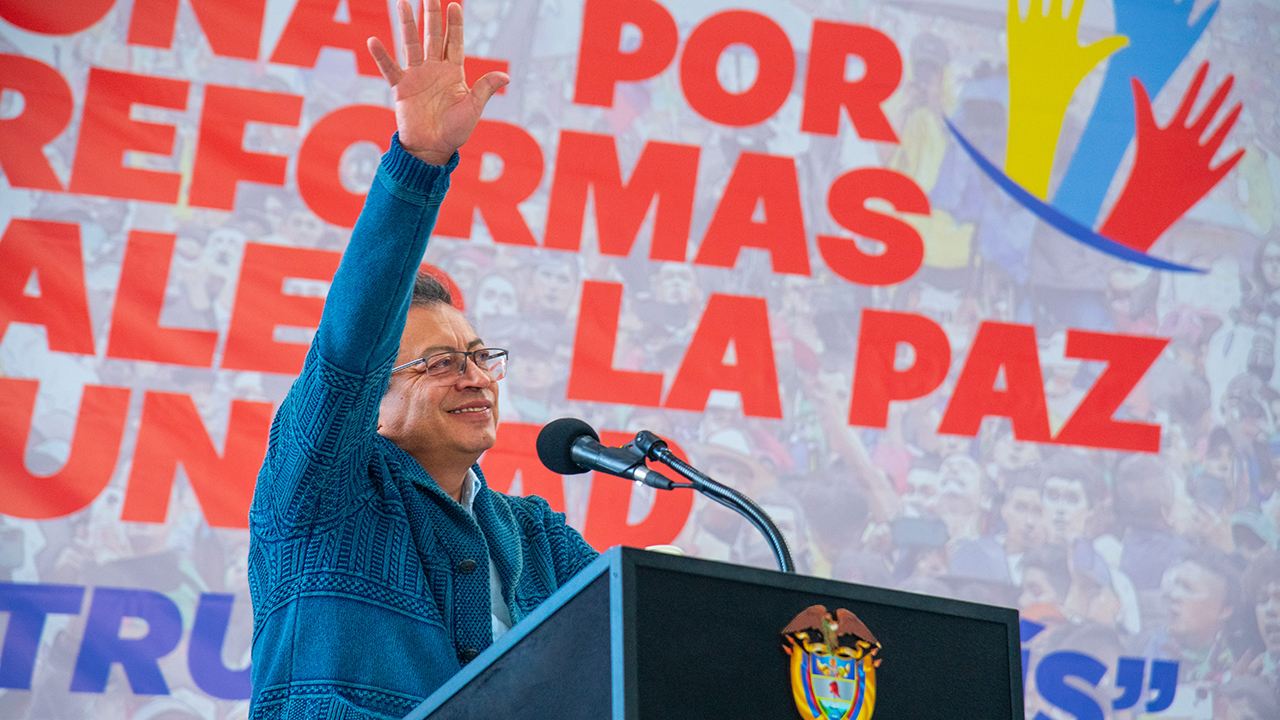 Presidente Gustavo Petro durante la Asamblea Nacional por las Reformas Sociales, la Paz y la Unidad de Colombia