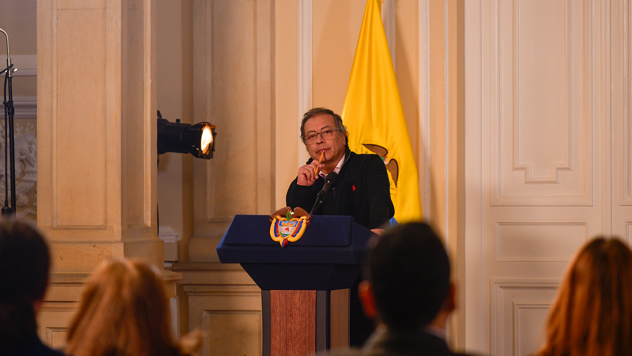 Presidente Gustavo Petro durante el acto de posesión de ministras, ministros y directores de entidades del Gobierno Nacional