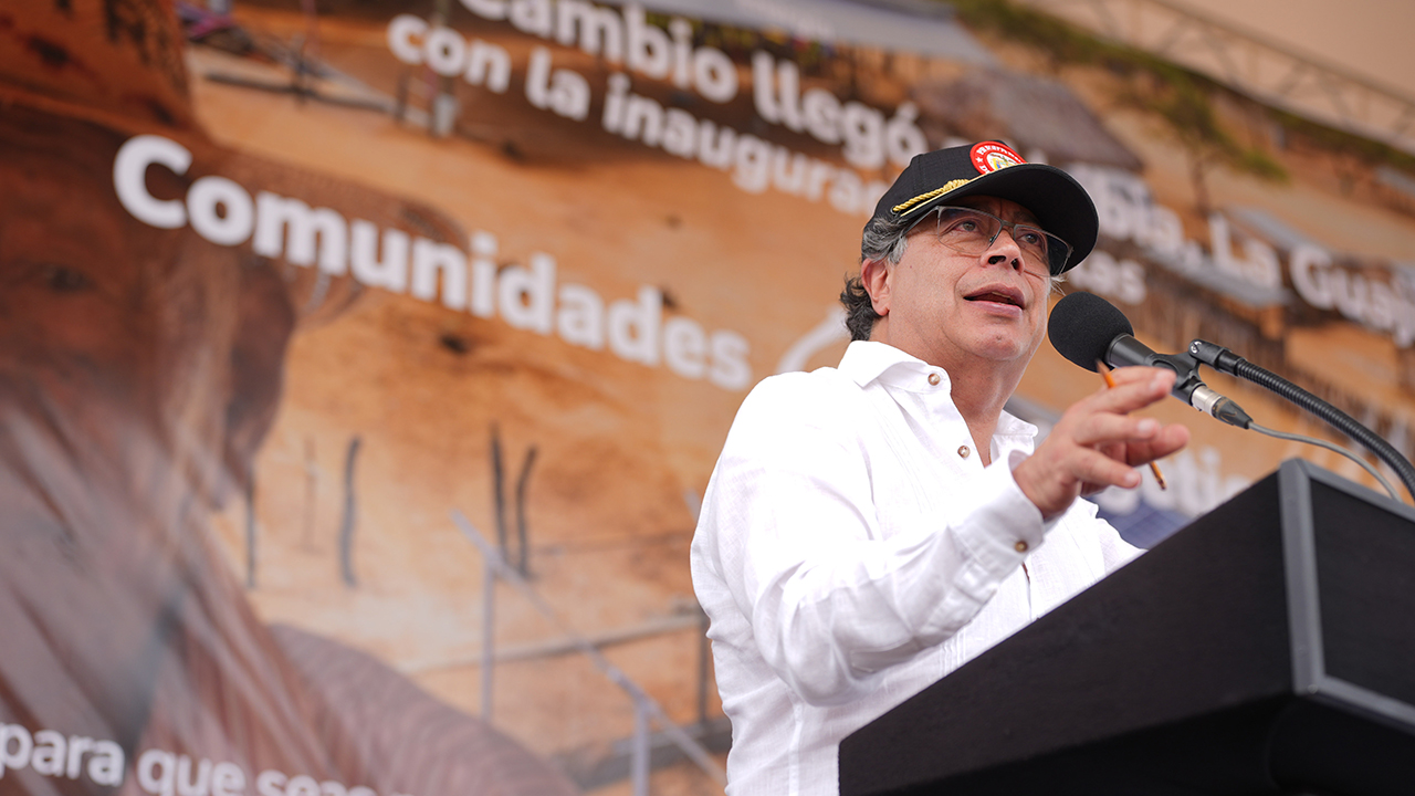 Presidente Gustavo Petro durante el lanzamiento de 80 comunidades energéticas en La Guajira