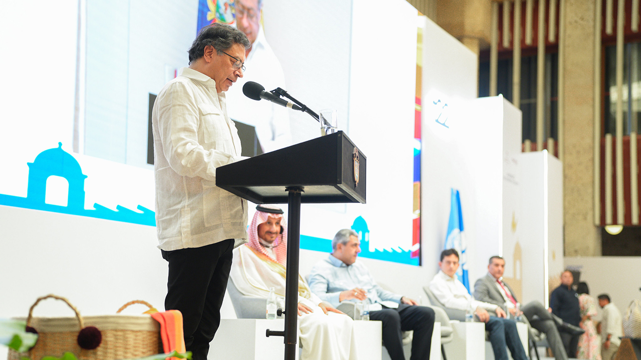 Presidente Gustavo Petro durante la sesión 122 del Consejo Ejecutivo de la ONU Turismo