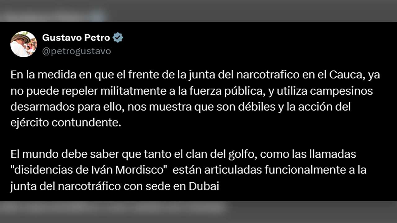 Cuenta red social X del presidente de la República, Gustavo Petro.